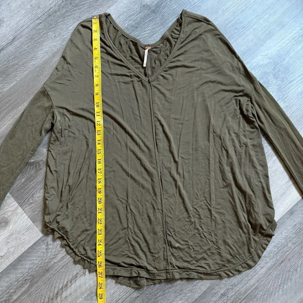 Free People Moonshine Tunic Army Green Dolman Ribbed Sleeve XS - Image 9