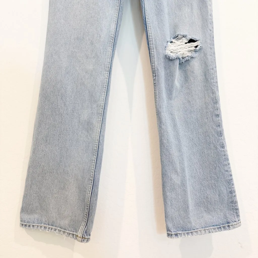 Re/Done Denim 70s Bootcut Distressed Button Fly Jeans Light Wash Blue Size 24 - Image 5