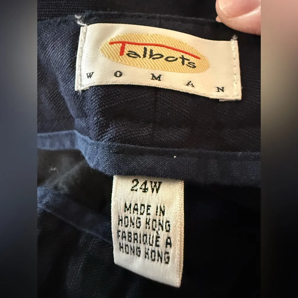 Talbots Linen Cotton Blend Pants Navy Blue Vintage Women’s Plus Size 24W NWT - Image 9