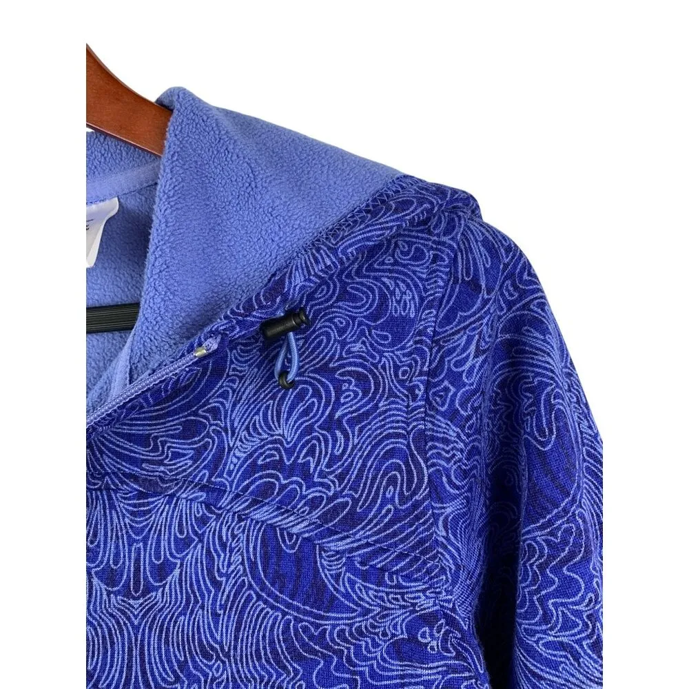 Cascade Sport Womens S Blue Pullover Fleece Jacket Swirl Print Polyester - Image 4