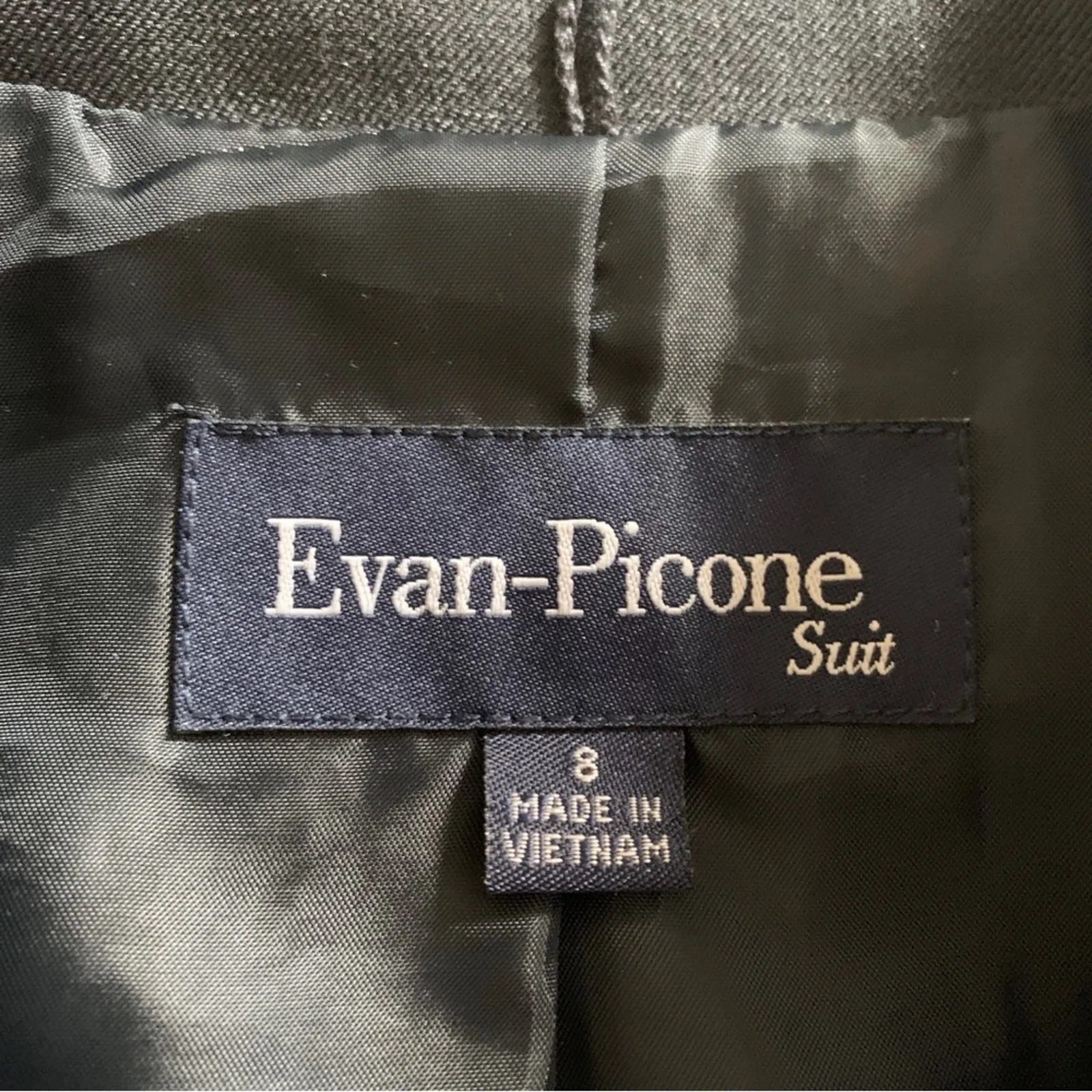 Evan Picone Suits Blazer Jacket Blue Button Front Safari Business Career Size 8 - Image 2