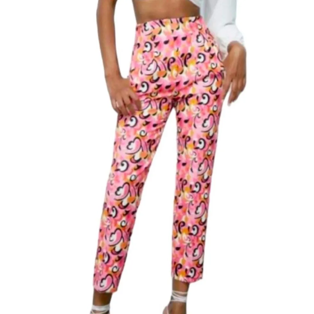 NWT ZARA Paisley Floral Straight Leg High Waist Pants 1478/935 Size Medium - Image 2