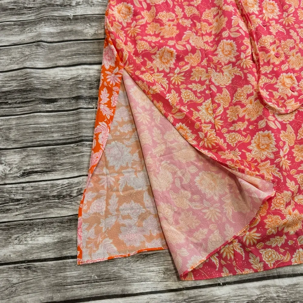 French Connection Women's Cossette Vero Crepe Midi Dress 6 Pink Orange White - Image 6