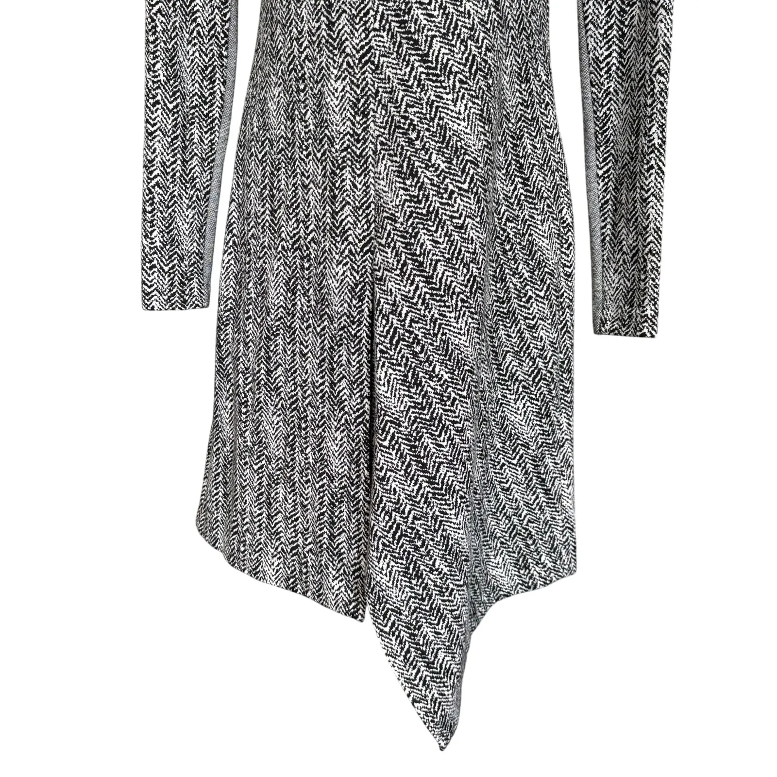 Stella McCartney Wool Blend‎ Asymmetric Houndstooth Dress Sz 42 Long Sleeve - Image 2
