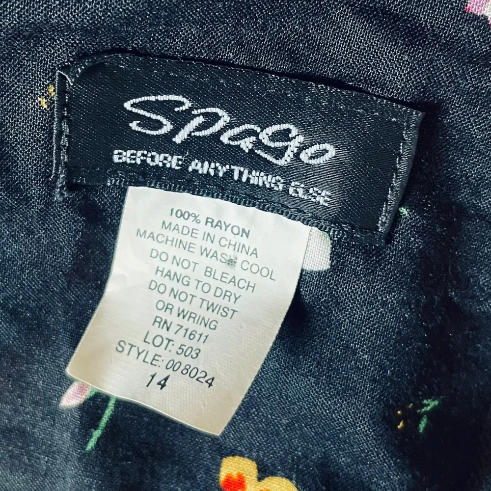 Spago Vintage 90s Boho Hippie Whimsygoth Woodland Floral Short Sleeve Maxi Dress Size 14 - Image 8