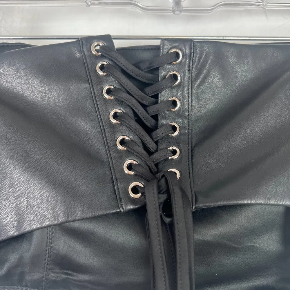 NWT Mistress Rocks Insider Faux Leather Strapless Lace Up Crop Top Size Large L - Image 7