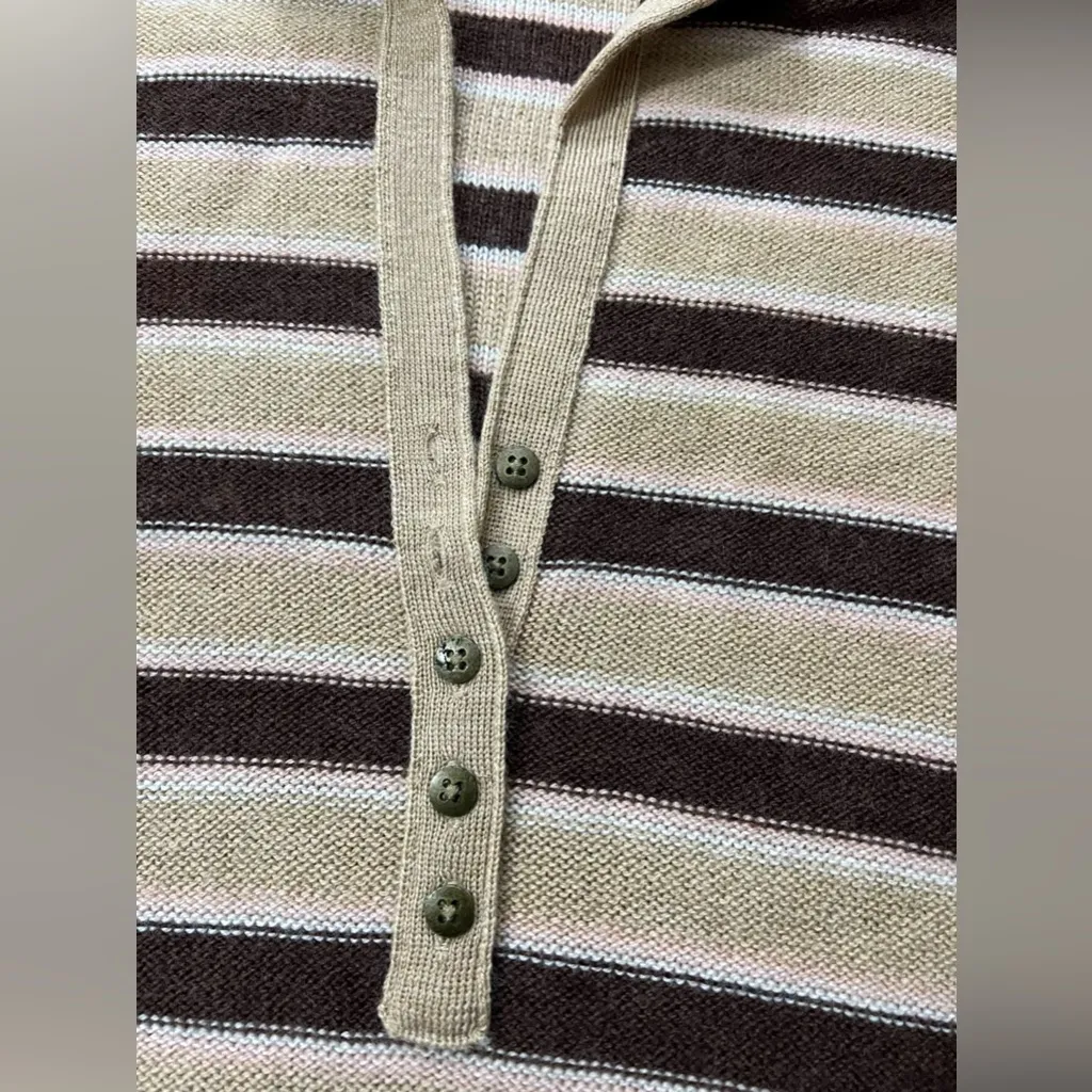 Free People 100% Marino wool Striped Brown and Tan Sweater XL - Image 7