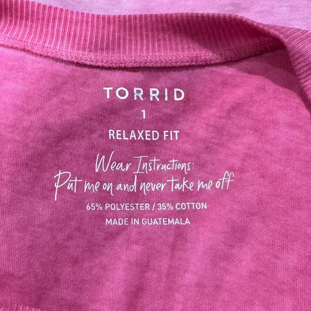 Torrid Chill Relaxed Fit Crew Neck Crop Tee Pink Women’s XL - Image 2