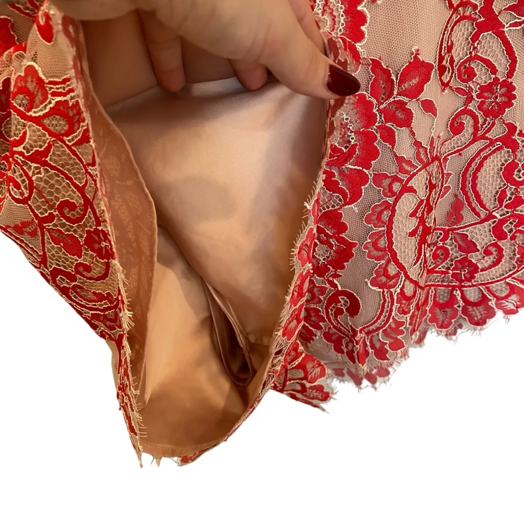 Alexis Sun Lace Li Shorts In Red Scalloped Hem Size Small - Image 4