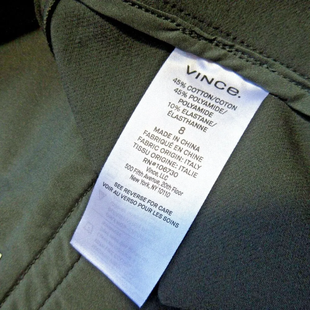 NWT Vince High Waist Cigarette Pant in Antique Olive Stretch Cotton Pants 8 - Image 5