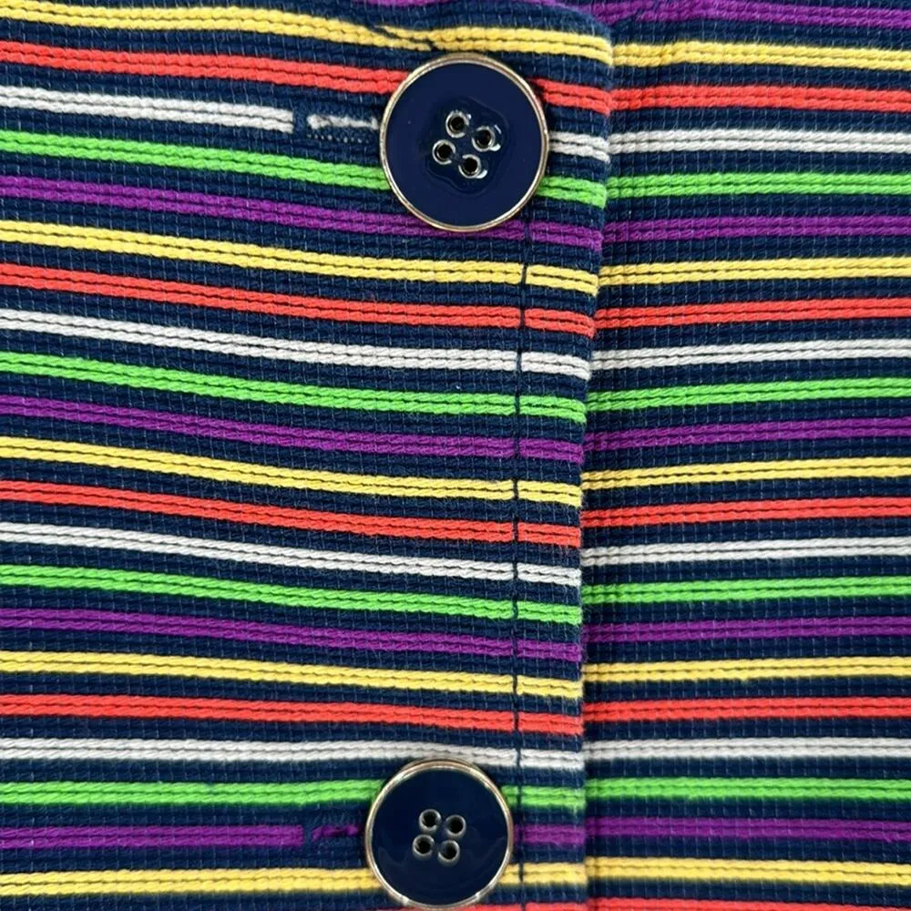 Talbots Cotton Blend Striped Blazer Multicolor Lined pop of color artsy 4P - Image 4