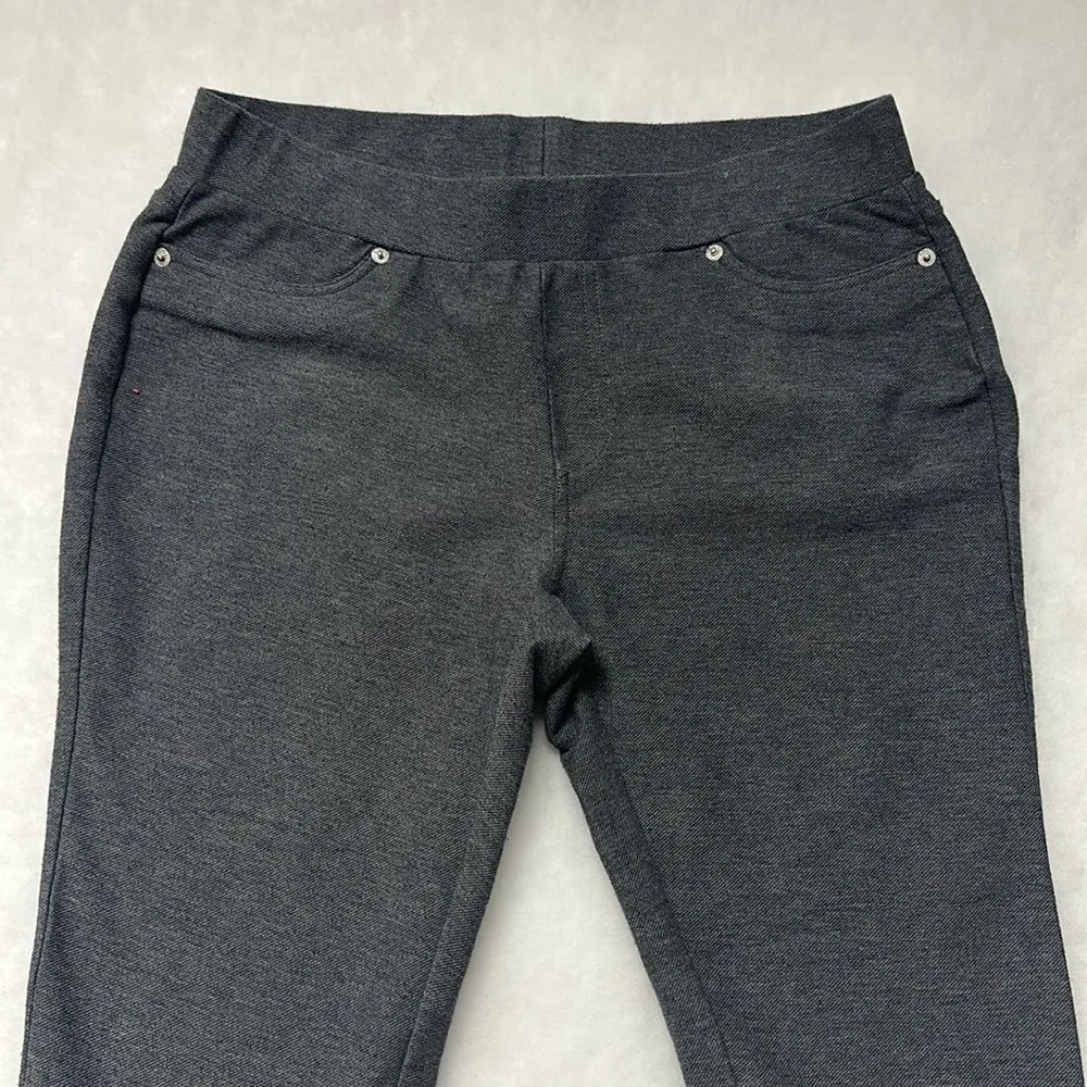 Michael Kors Stretchy Pull on Leggings Skinny Pants Sz LP Charcoal/Gray - Image 3
