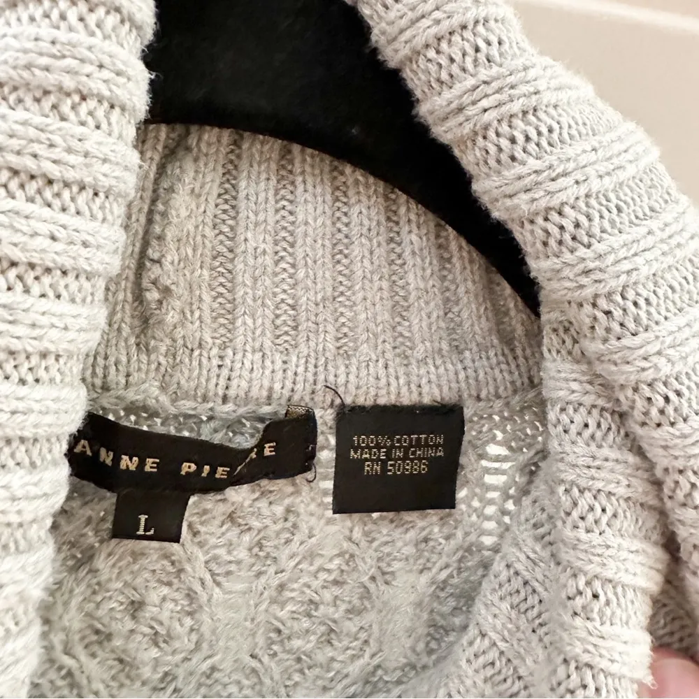 Jeanne Pierre Cable Knit Fisherman Tunic Sweater Gray - Image 7