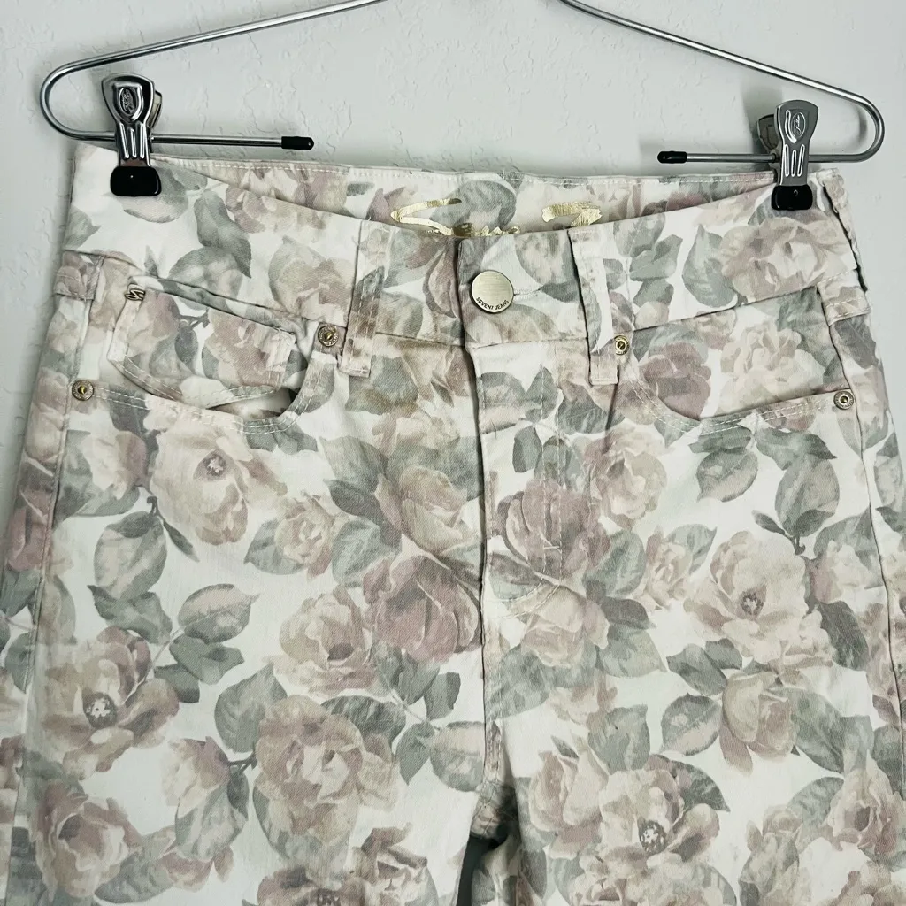 Seven 7 Floral Print Woman’s Jeans Tummy Less High Rise Skinny Pants, Size 6 - Image 8
