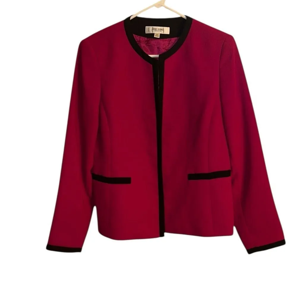 Jones Studio Pink & Black Open Front Blazer(Size 12P) - Image 2