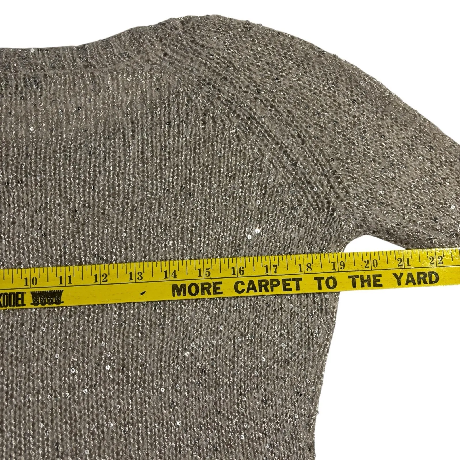 Press Women's Gray Cream Sparkle Pullover 3/4 Sleeve Sweater Poly Acrylic Small - Image 9