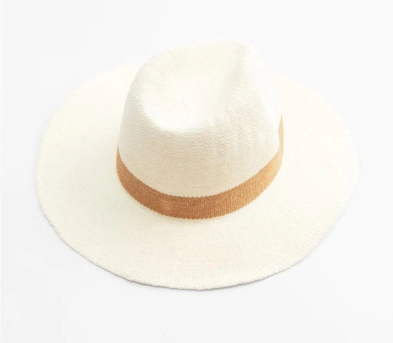 ZARA Natural Beige Tan Cream Woven Striped Summer Vacation Elegant Hat - Image 4