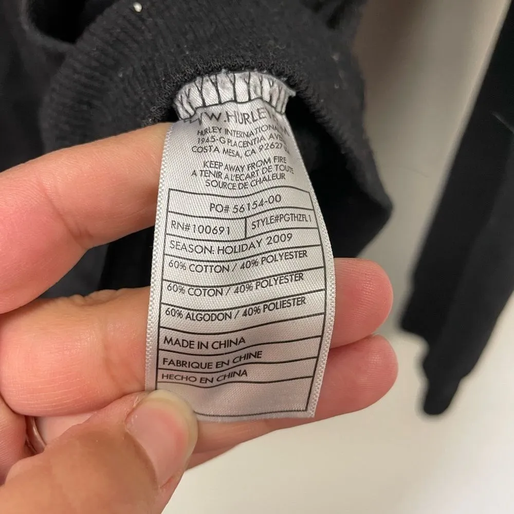 Womens Hurley 2000s Y2K Emo Grunge Grey H Floral Vines Zip Up Hoodie Size S - Image 5