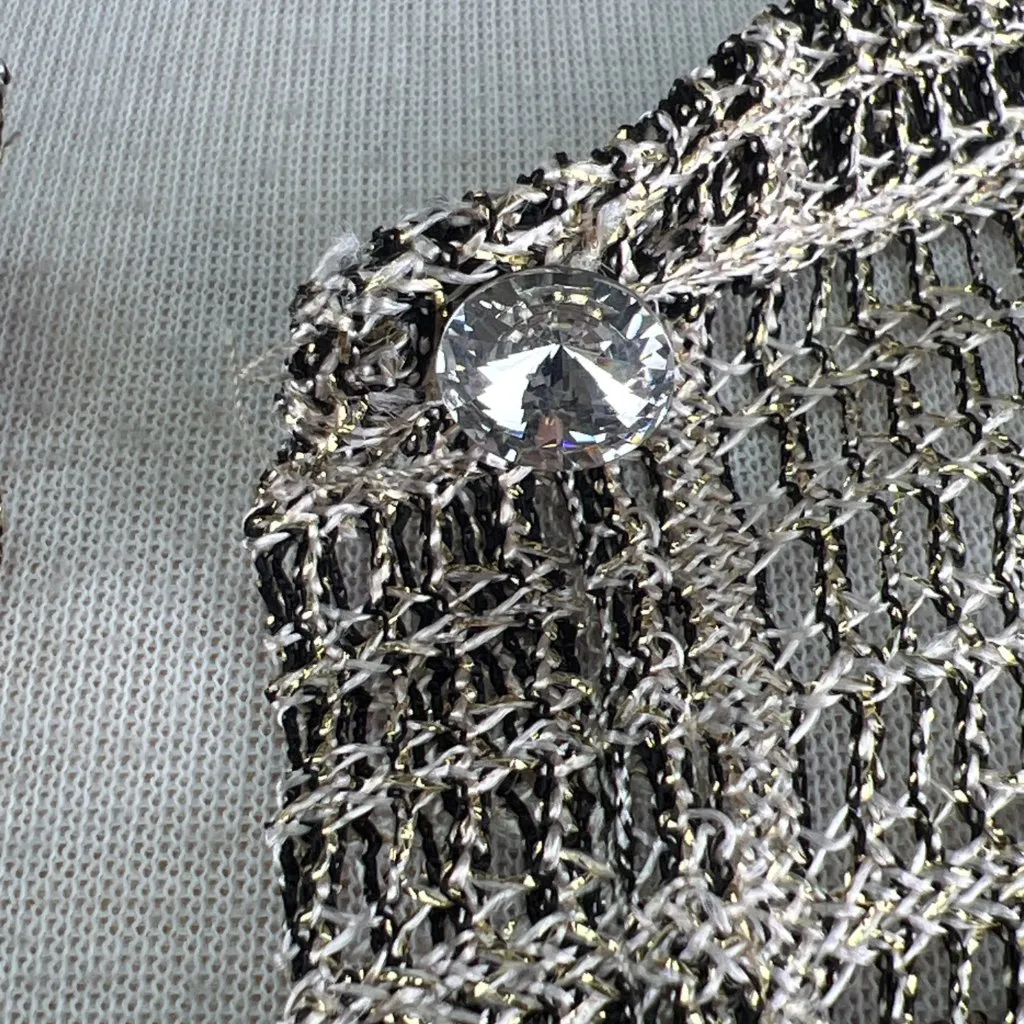 JS Collection Size 1X 2 Pc Metallic Gold Black Faux Diamond Button Top Tank Top - Image 2