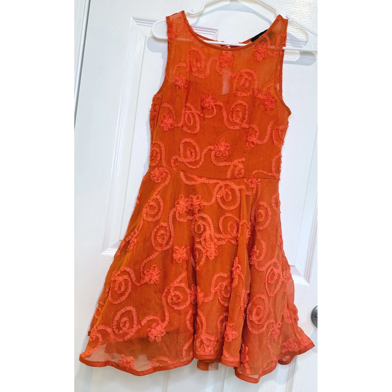 AX Paris Orange Floral Embroidered Sleeveless Party Dress‎ Size 12 - Image 3