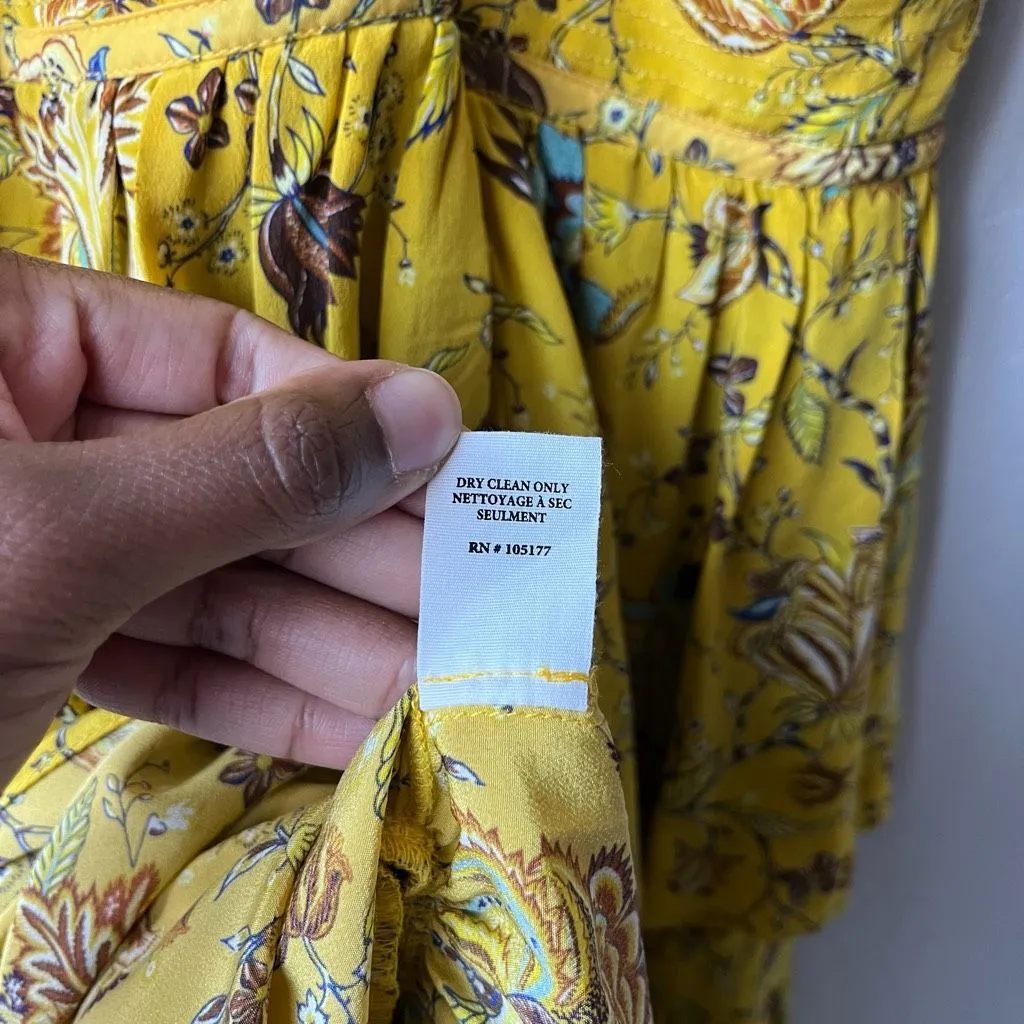 Ulla Johnson Dress Silk Floral Josanna Yellow Cut Out Midi‎ Gown Size 6 - Image 12