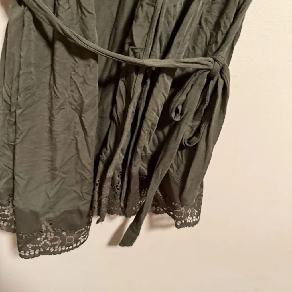 Eberjey Beatrix Full Lace Avocado Green Robe- Size Small - Image 7