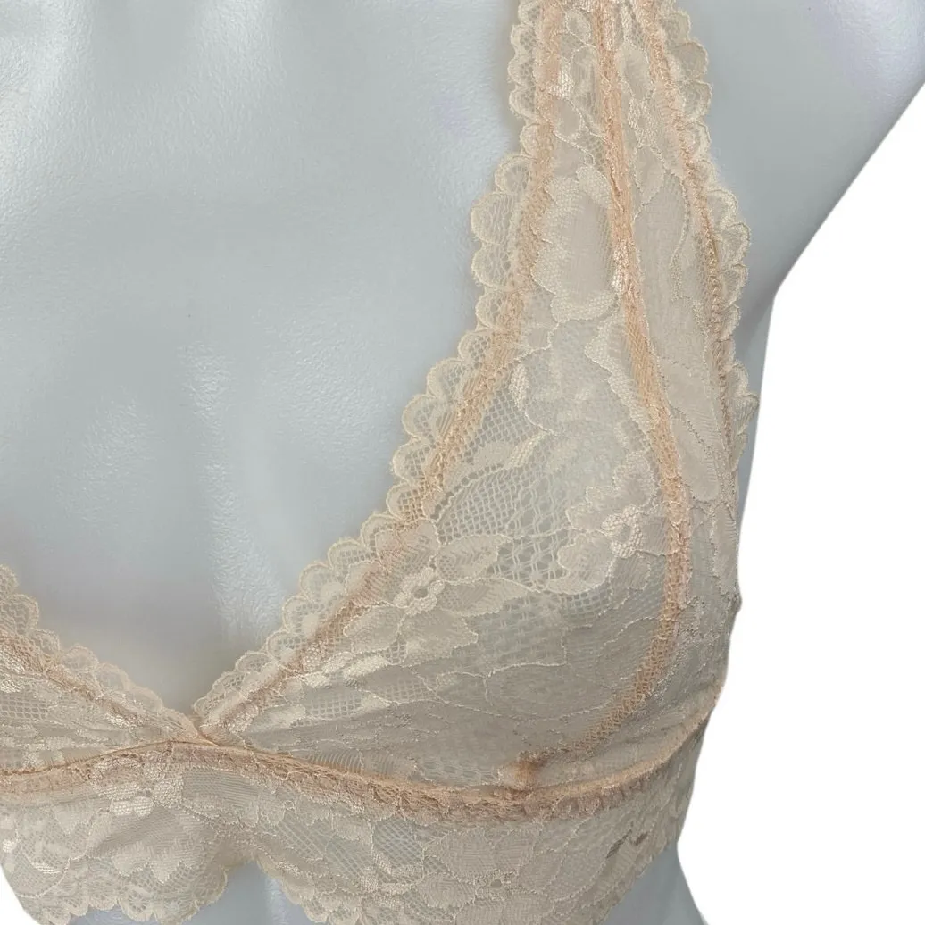 NWT Fenty Cream Floral Lace Sleeveless Sheer Racerback Bralette Bra Top Size XS - Image 3