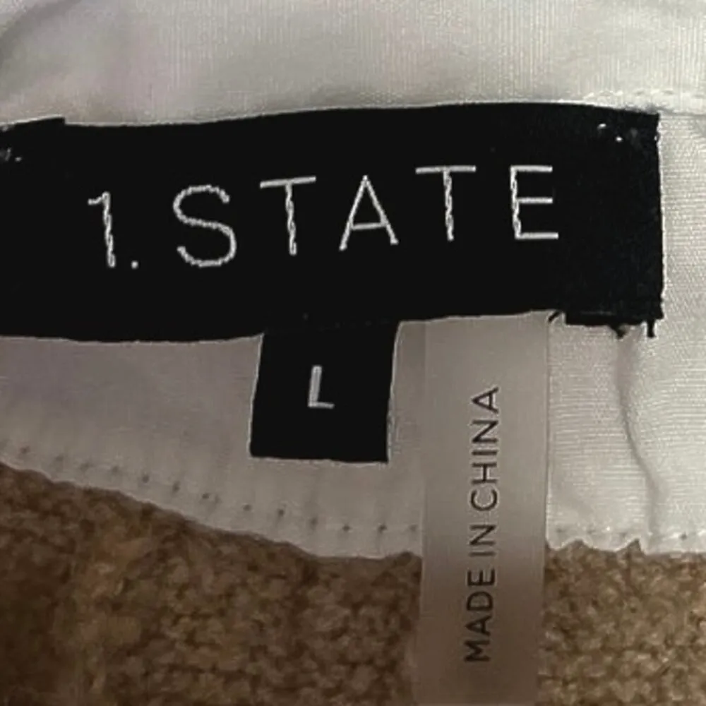 1.State Women's Tan White Cable Knit Layered Shirt Pullover Sweater Top Size L Size L - Image 4