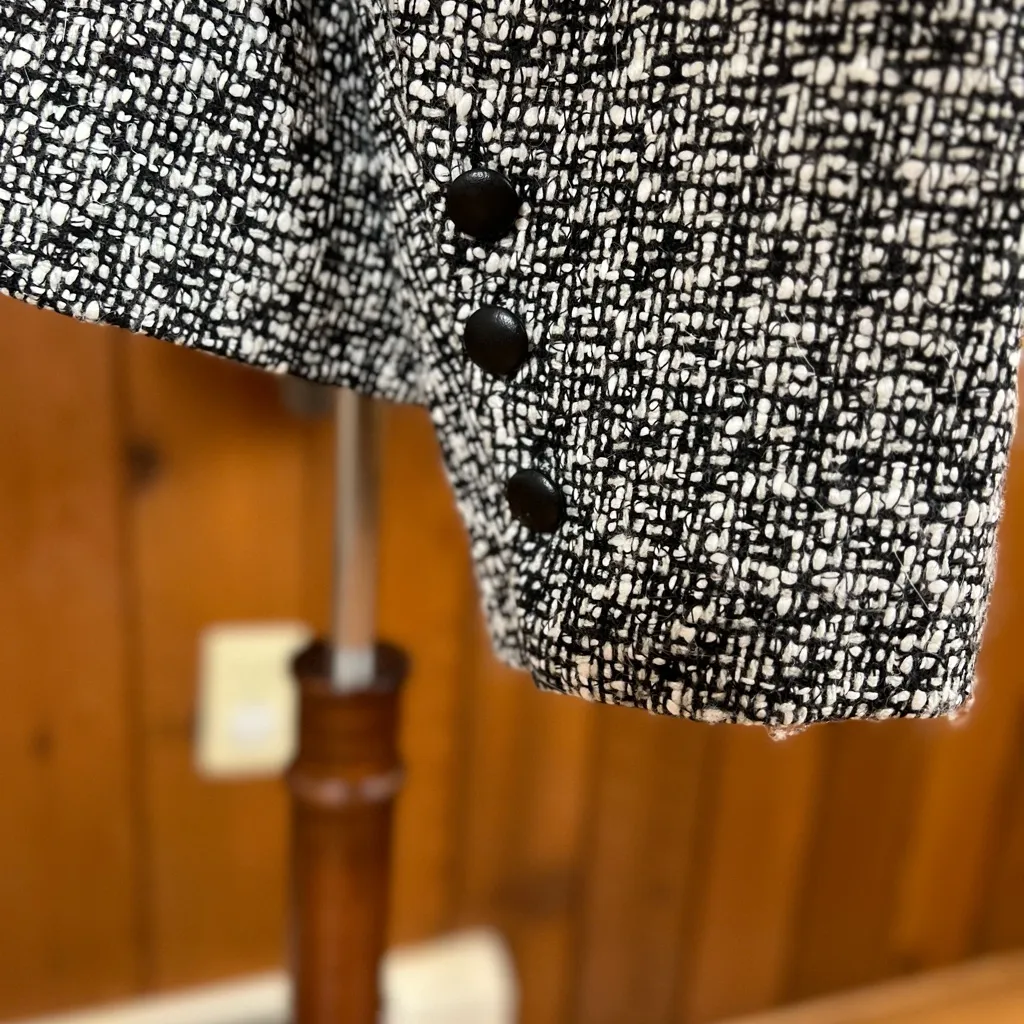 Elegant Vintage 90s Spenser Jeremy Faux Fur Trim Cropped Wool Coat! Black Size 1X - Image 5