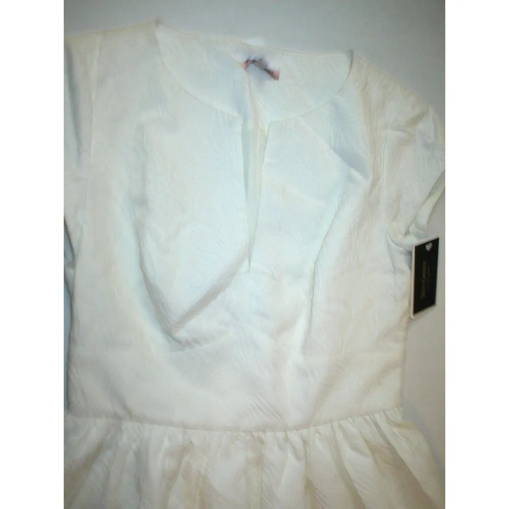 New Juicy Couture Dress Short Womens 6 NWT $198 Off White Floral Brocade Textur - Image 4