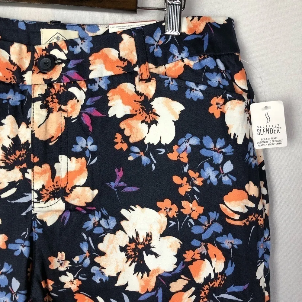 NEW St. John's Bay Blue Multi Floral Capri Cropped Pants 14 - Image 4