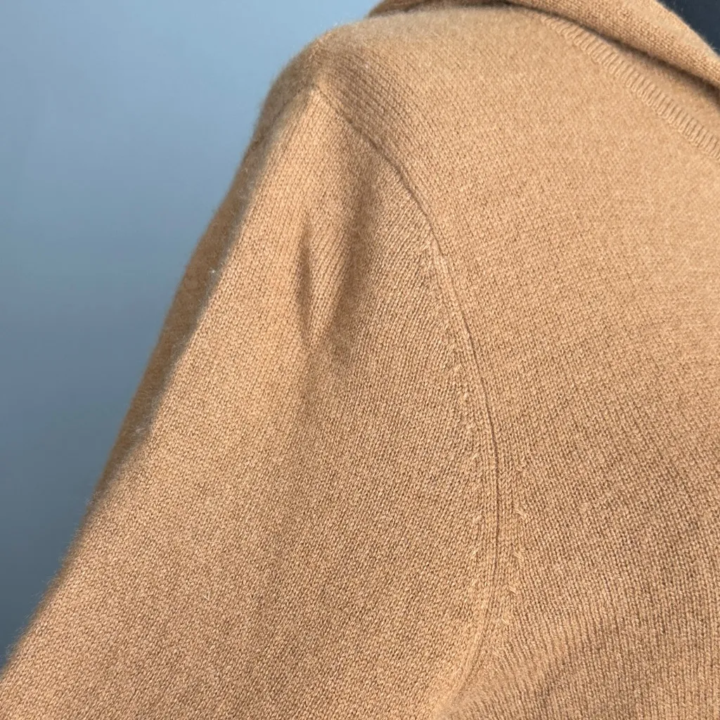 Neiman Marcus 100% Cashmere Camel Hooded Jacket with Pockets Size Medium - Image 8