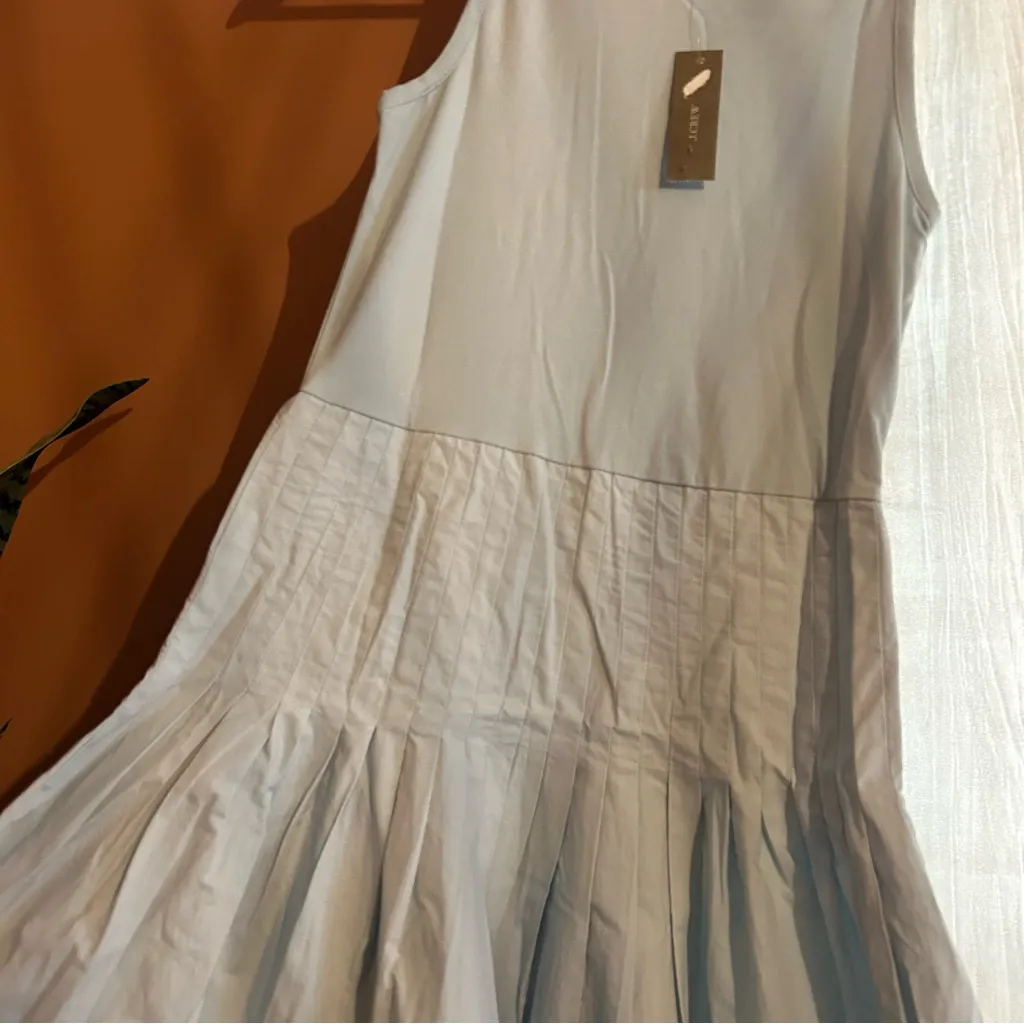 J.Crew Pintuck Mixy Dress Midi Chic Preppy Coastal Light Blue A-Line NWT Size XS - Image 4