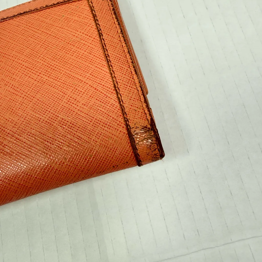 Salvatore Ferragamo Vintage Gancini Wallet Peach Saffiano Leather - Image 7