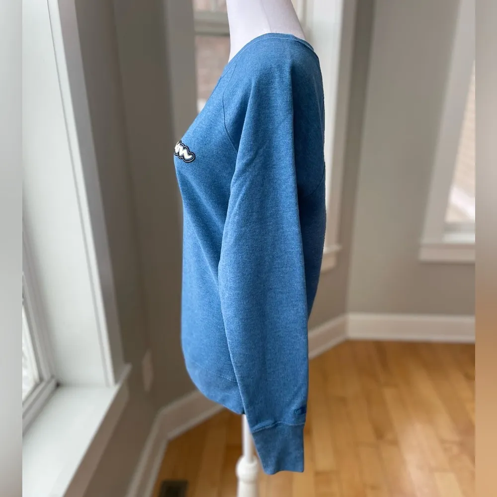 Champion Vintage Blue Retro Patch Logo Sweatshirt Size Small - Image 5
