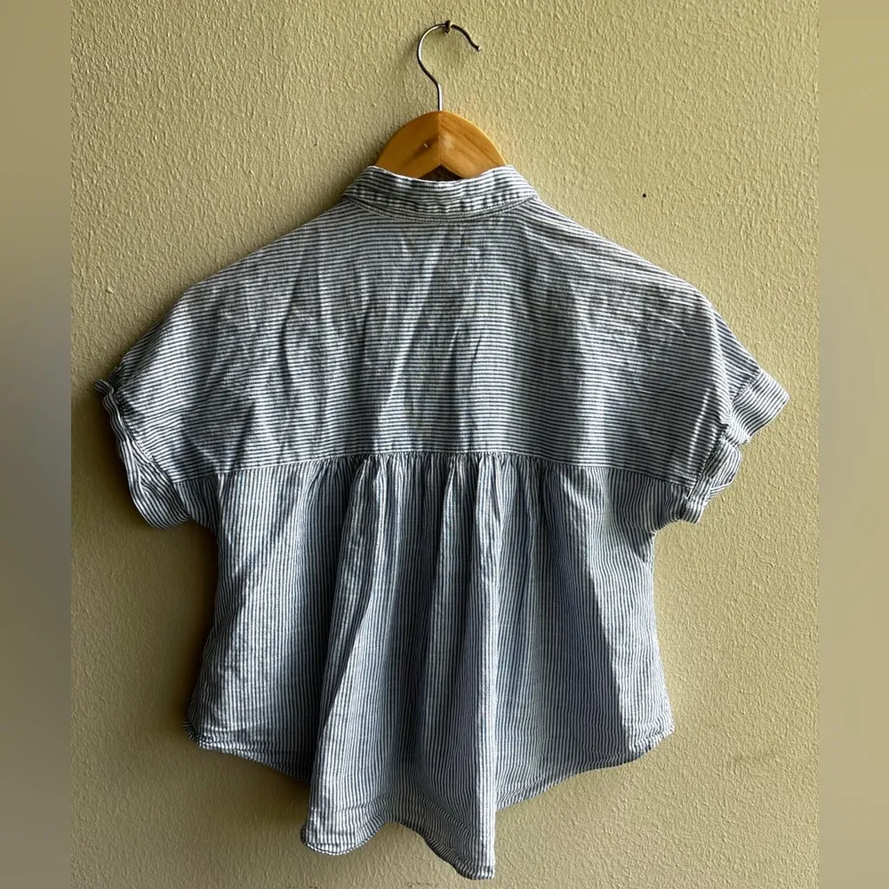 Madewell Hilltop Embroidered Striped Button Down top - Image 6