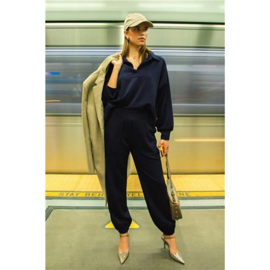 Umgee Drawstring Jogger Pants with‎ Front Seam Detail - Image 2