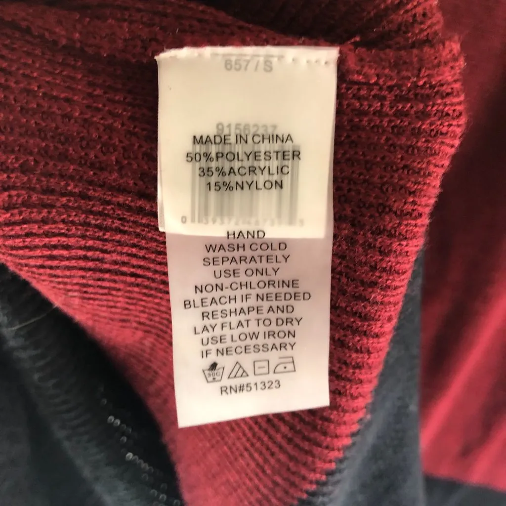 Vince Camuto Womens Tunic Sweater V Neck Ribbed Colorblocked Red Black S - Image 5