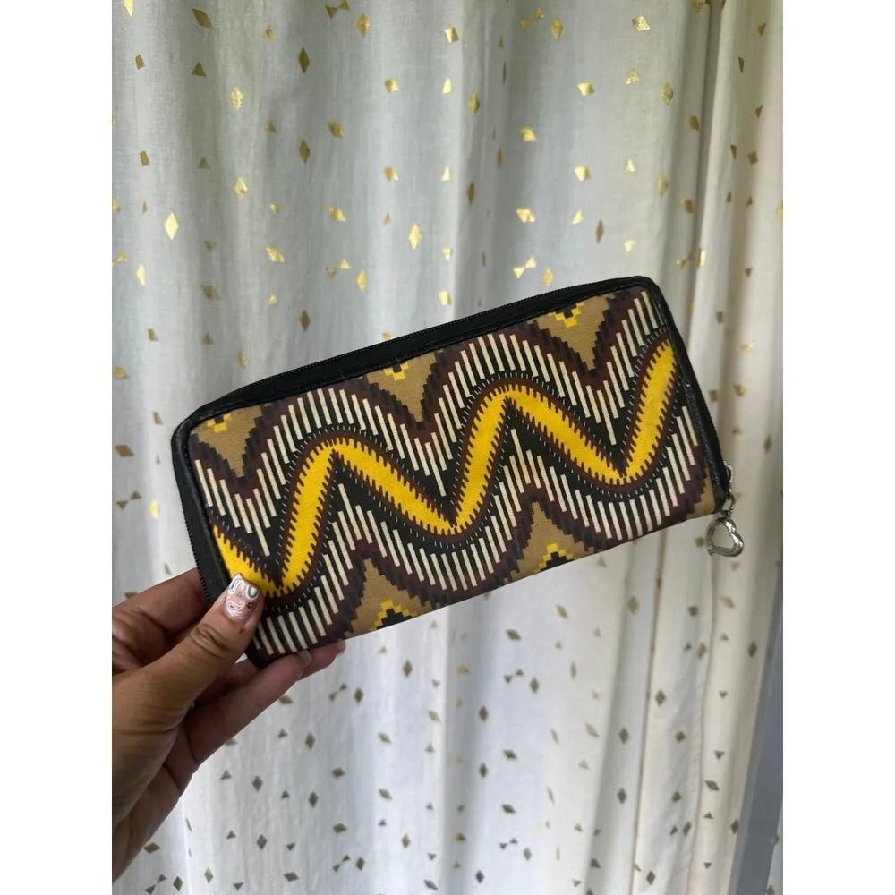 Gigi Hill Sunburst Coated Canvas Tote Shoulder Bag Matching Zip Around Wallet Black - Image 9