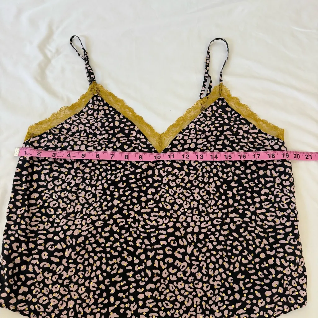 Victoria’s Secret Lace Trim Tank Top Cami Pink Leopard Gold Polka Dot Sexy Sleep - Image 6