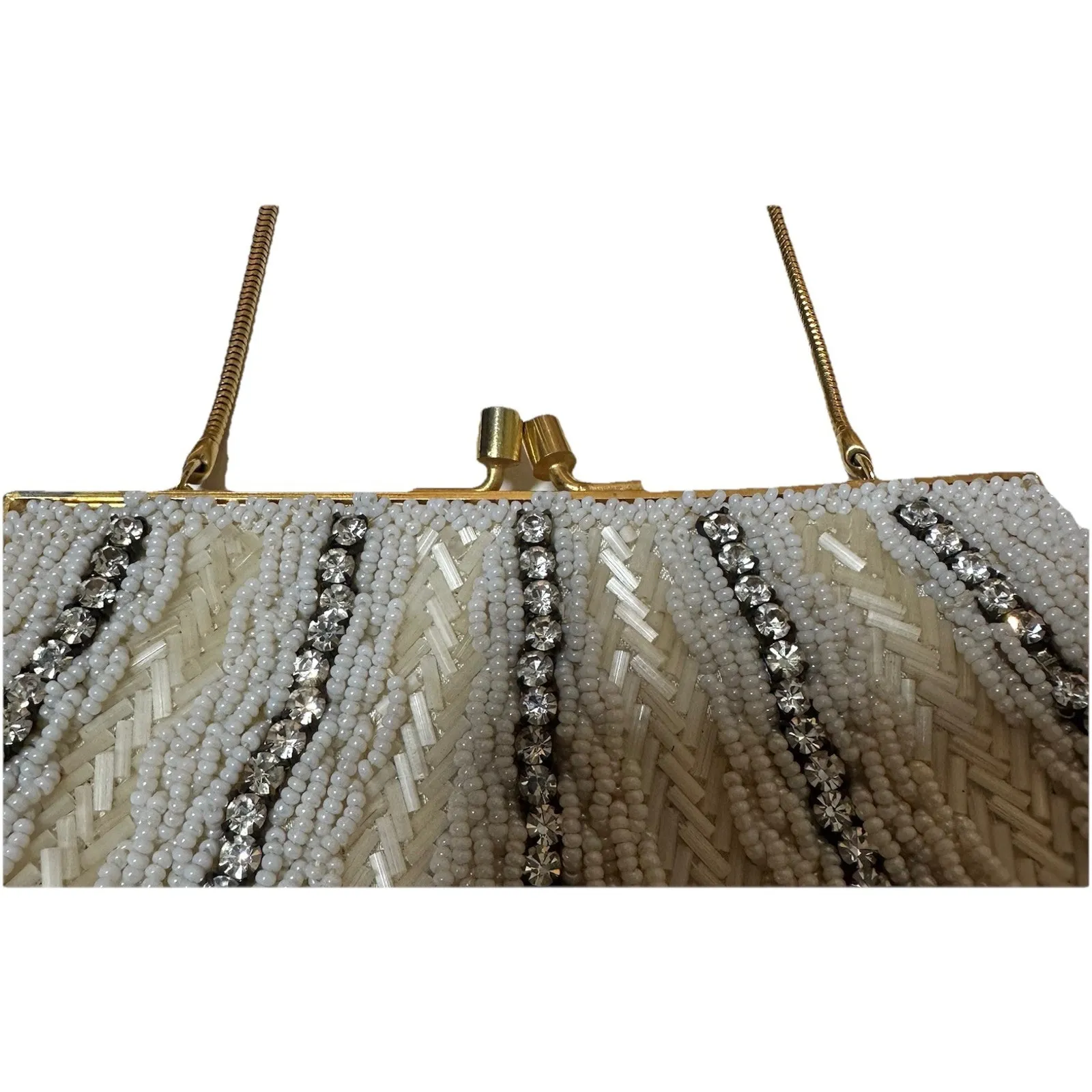 Vtg Beaded La Regale Clam Shell Pinch Style Evening Cocktail Purse Clutch 1950s - Image 4