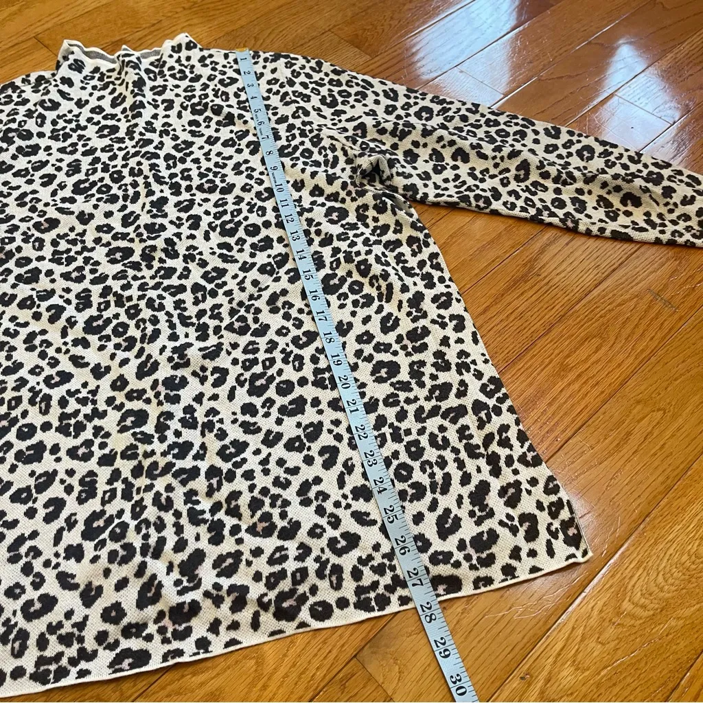 LOFT Leopard Print 100% Cotton Mock Neck Sweater Long sleeves Sz XL - Image 6