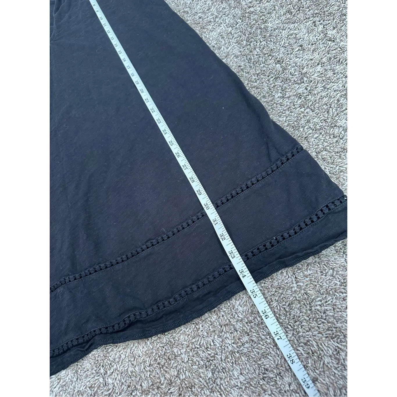 Boden Trim Detail Jersey Mini Dress Black Women’s 14R Short Sleeve Cotton Boho Size L - Image 7