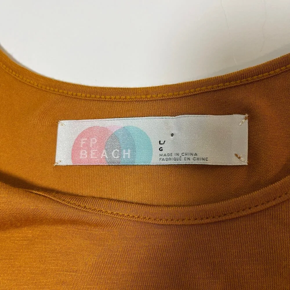 Free People FP Beach Sleeveless Tank Midi Dress Orange Size Large Lagenlook Boho - Image 4