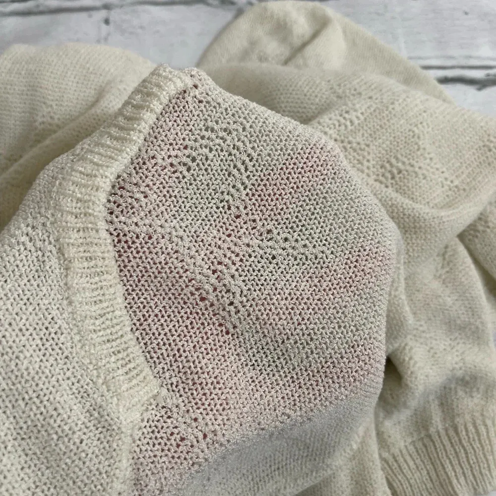 Women’s Honey Punch white sheer star print hooded sweater S - Image 7