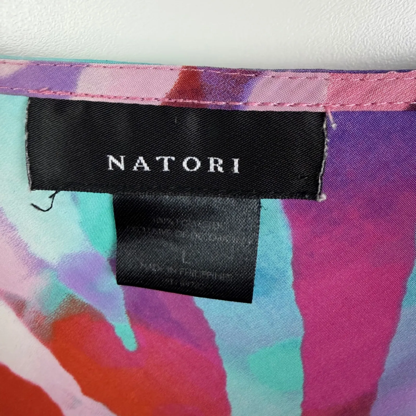 Natori Abstract Print Spaghetti Strap Midi Slip Dress Large Y2K Colorful Vibrant - Image 6