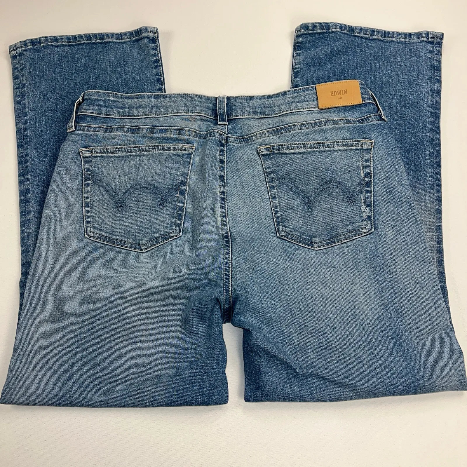 Edwin Lark Ankle Boot Kick Jean Paradigm Wash 27” Inseam Mid Rise Size 32 Waist Blue - Image 8