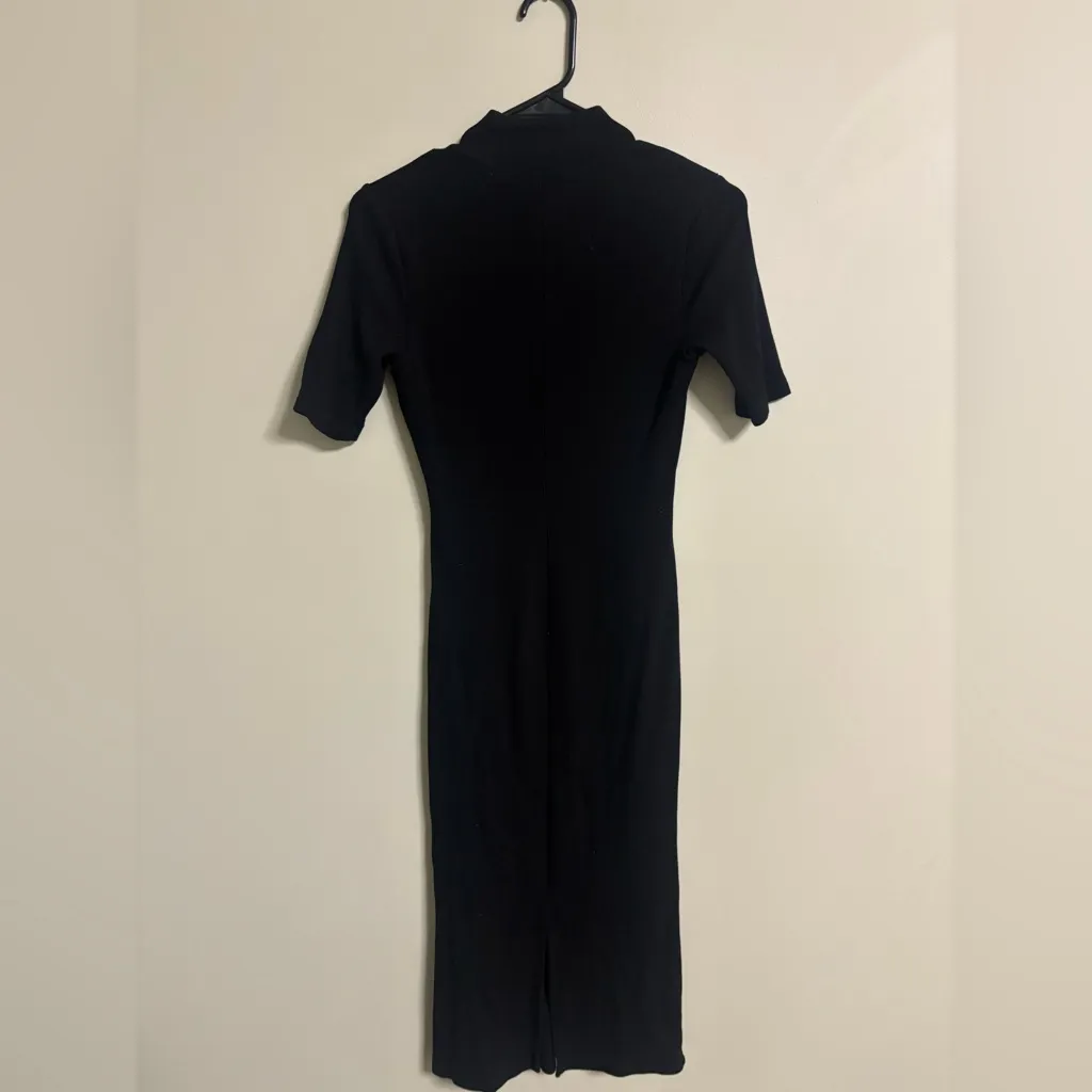 Marine Layer Lexi Mock Neck Short Sleeve Black Ribbed Dress Size Small 4-6 - Image 4