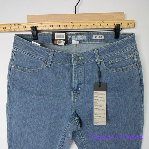New! Harley Davidson Straight Leg Mid Rise light Blue Jeans Womens, size 32 - Image 6