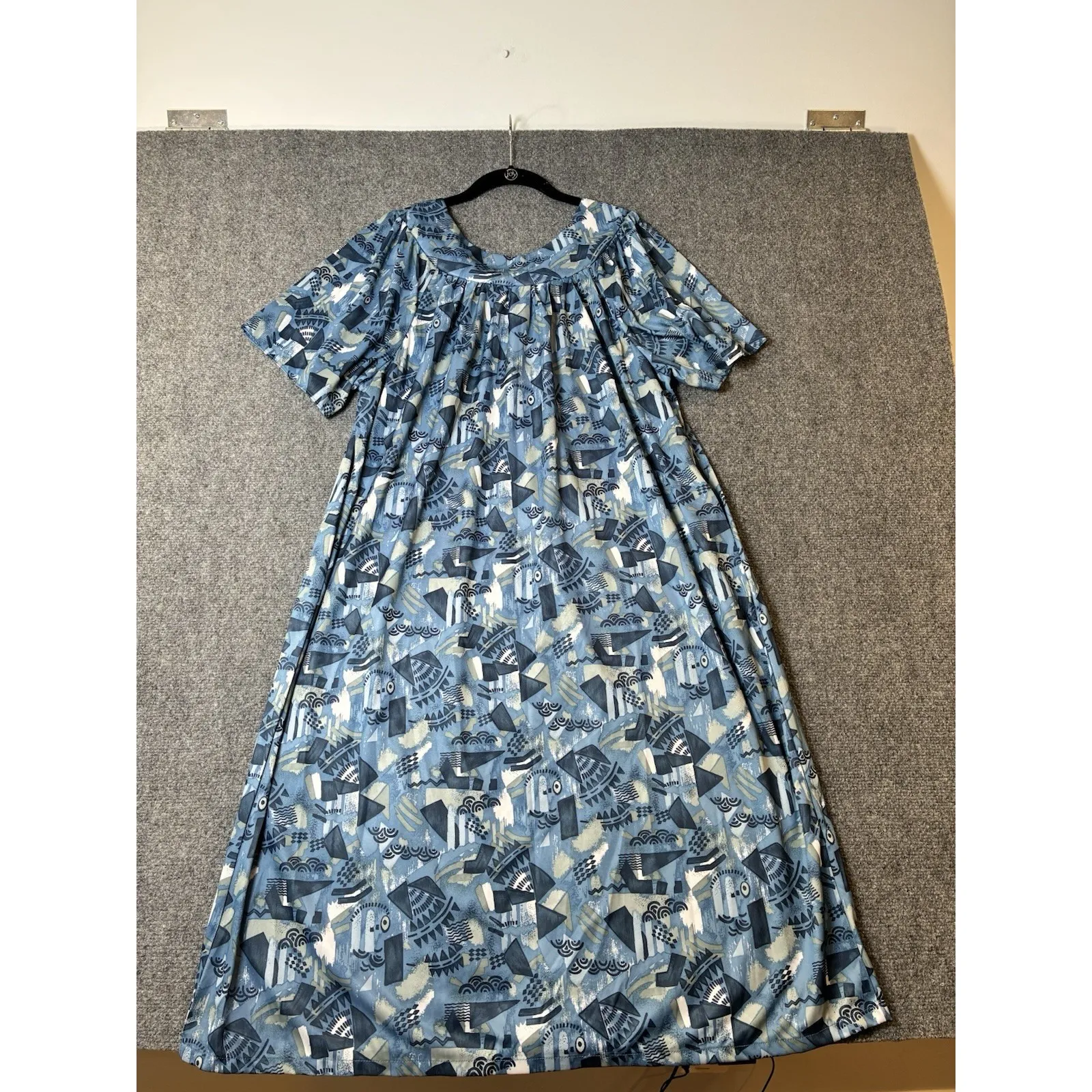Vintage Anthony Richards Size L Floral Dress Muumuu House Sleep Chore Granny Blue Size L - Image 2